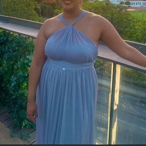 EVA Grey Halter Maxi Bridesmaid Wedding Guest Dress